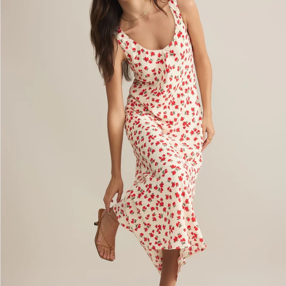 Z Supply Hana La Rosa Red Floral V-Neck Dress